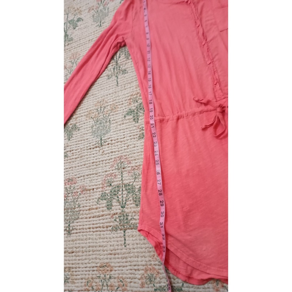 Michael Stars Coral Cotton Slub Knit Shirt Dress Drawstring Waist Casual Small‎ - Picture 10 of 10